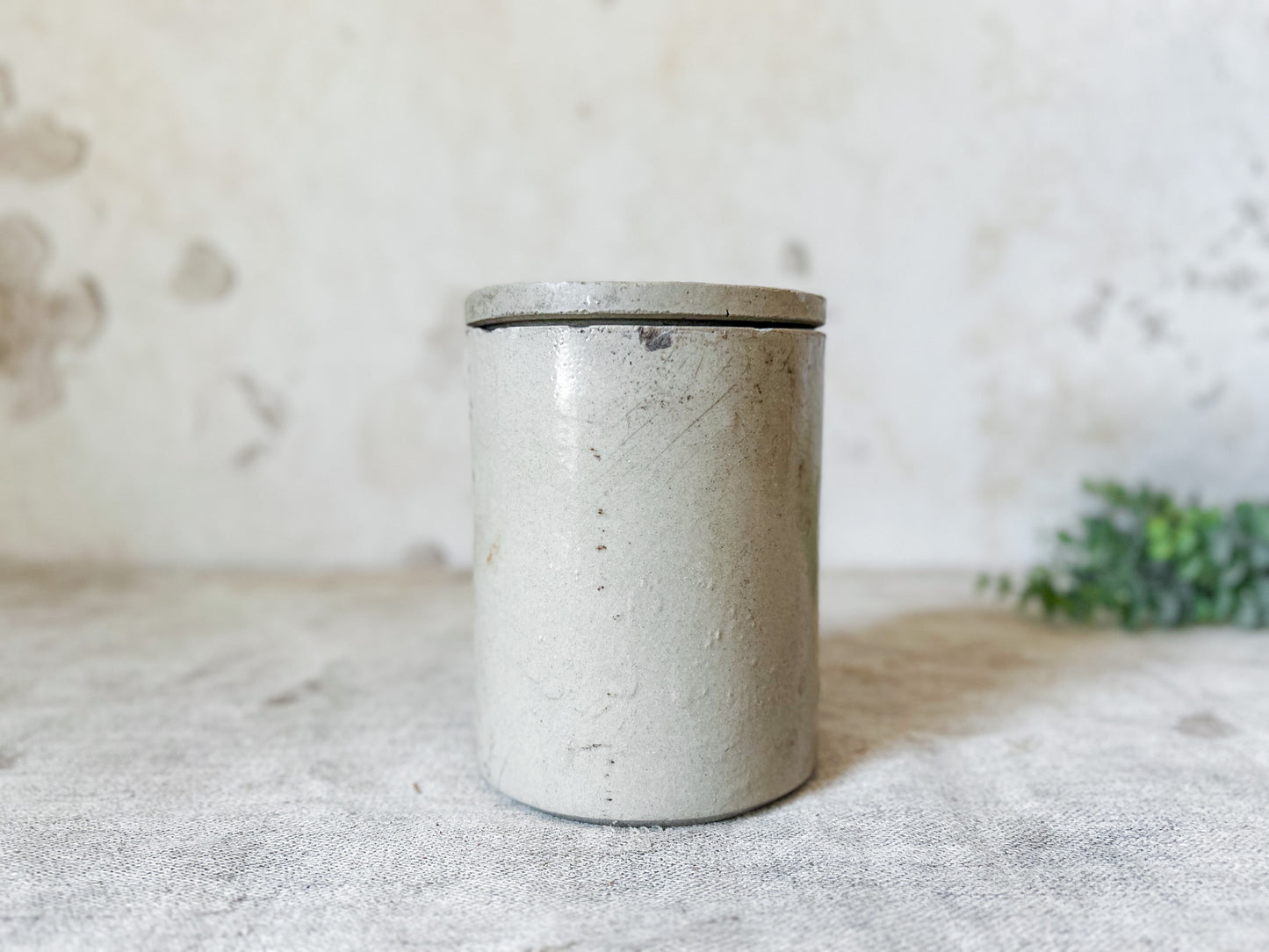 Antique English Stoneware Jar with Lid