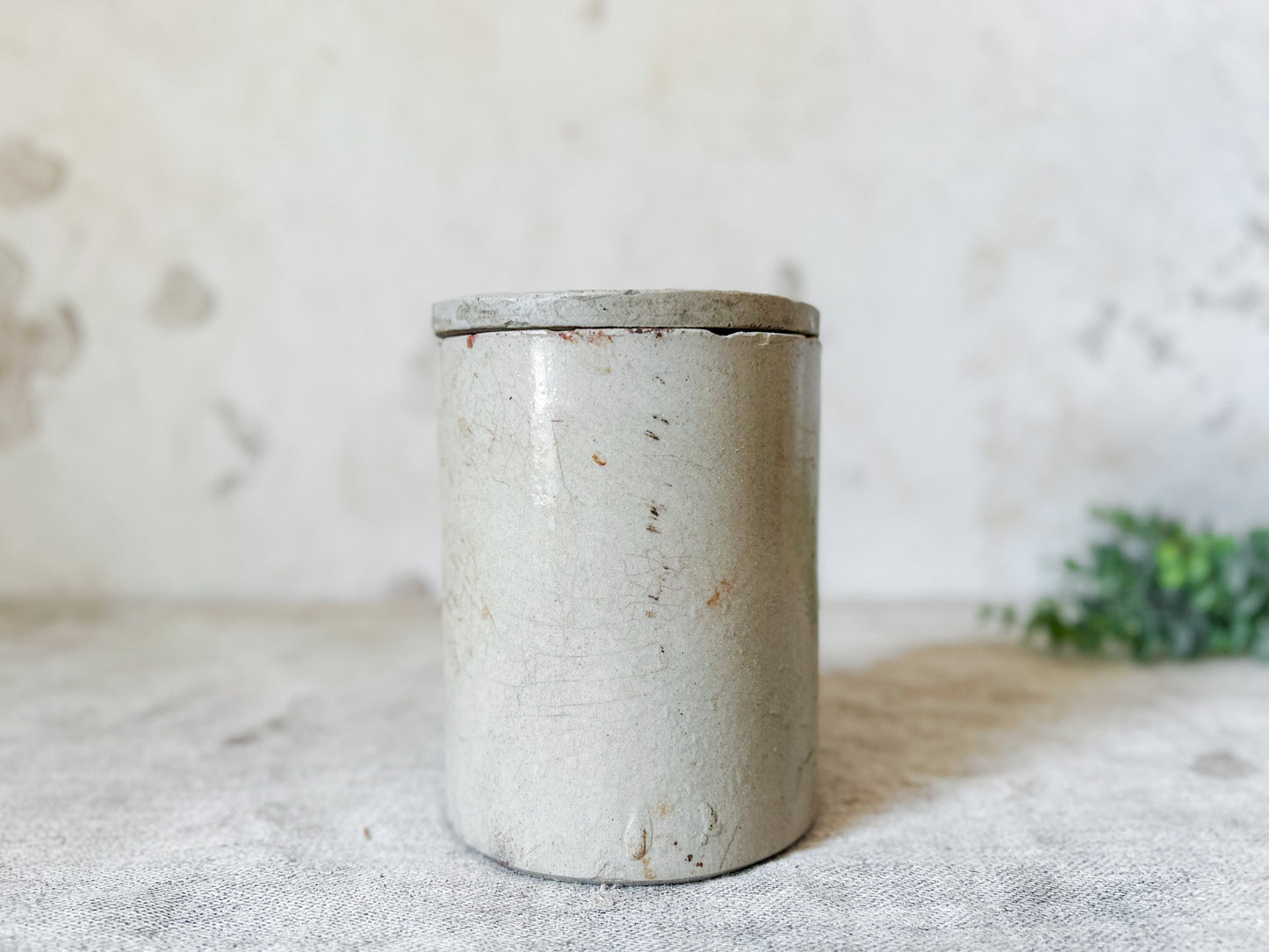 Antique English Stoneware Jar with Lid