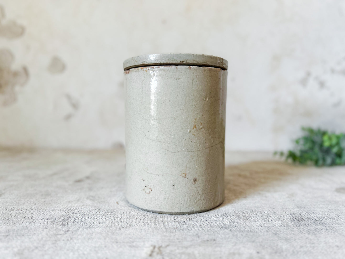 Antique English Stoneware Jar with Lid