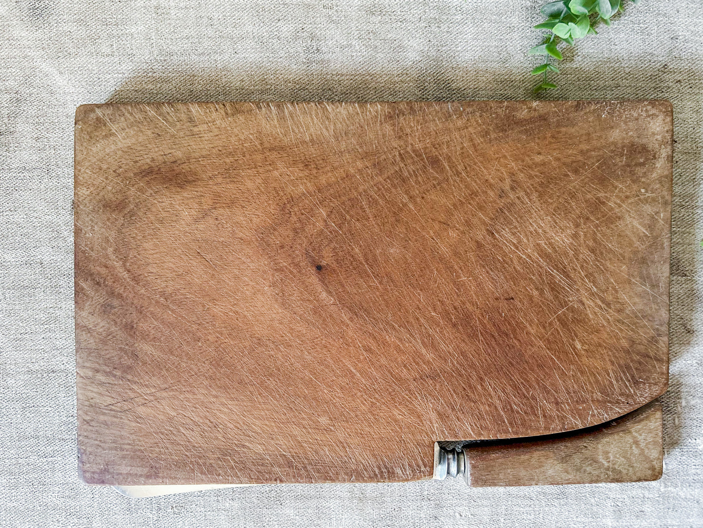 Vintage English Wood Cutting Board with Removable Knife