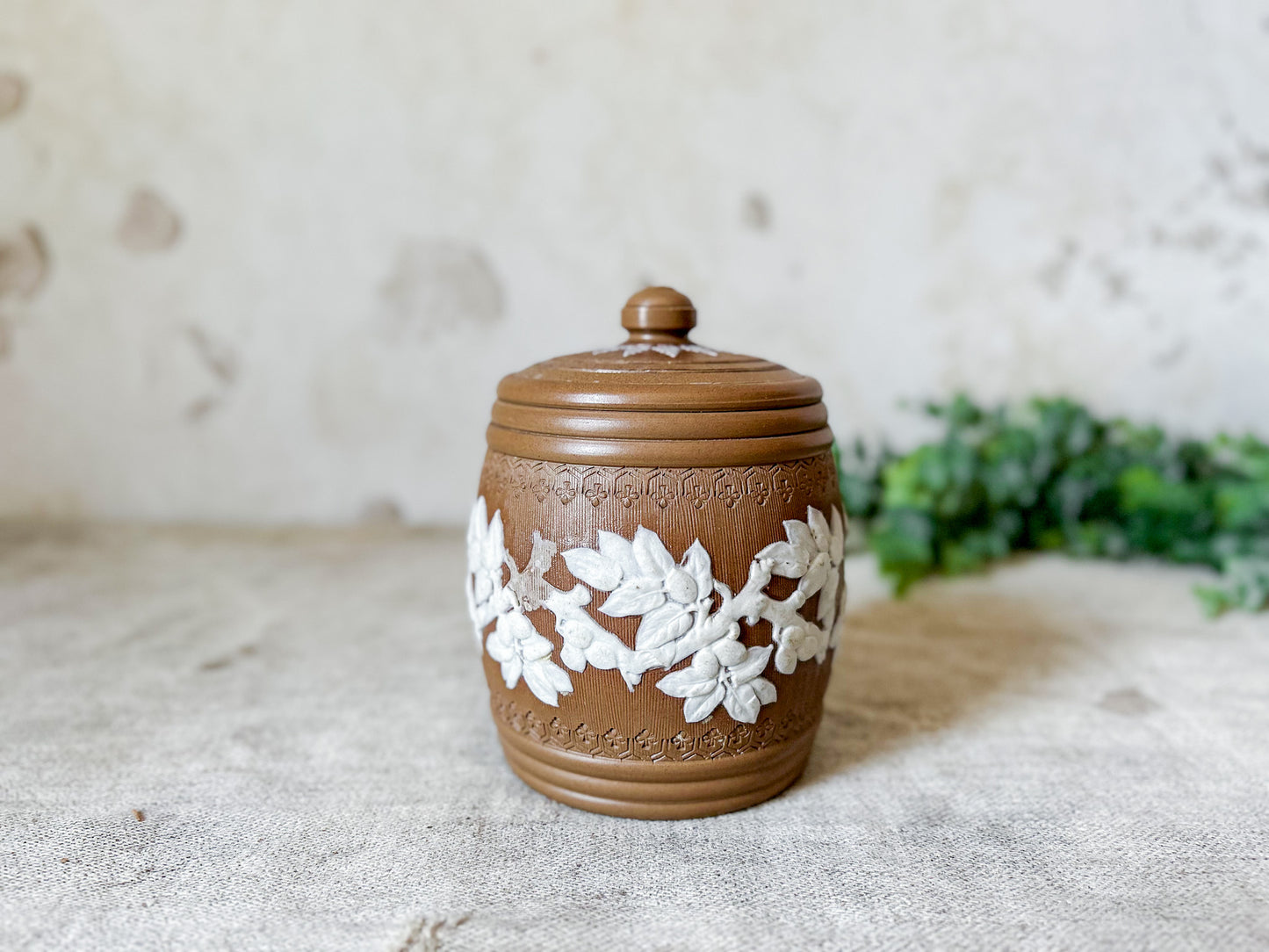 Antique Silicon by Doulton Lambeth Stoneware Tobacco Jar with Lid