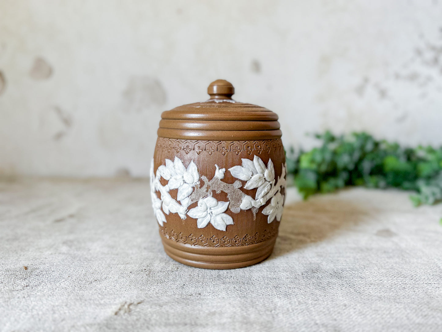 Antique Silicon by Doulton Lambeth Stoneware Tobacco Jar with Lid