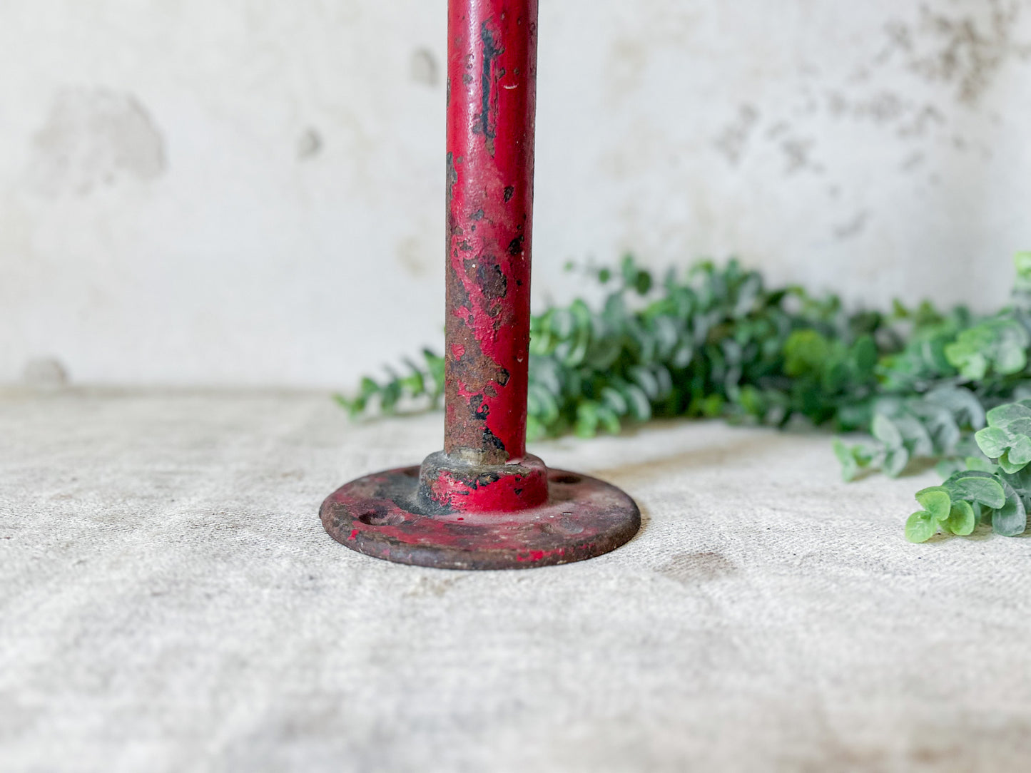 Cast Iron Red and Gold Painted Display Sign Stand