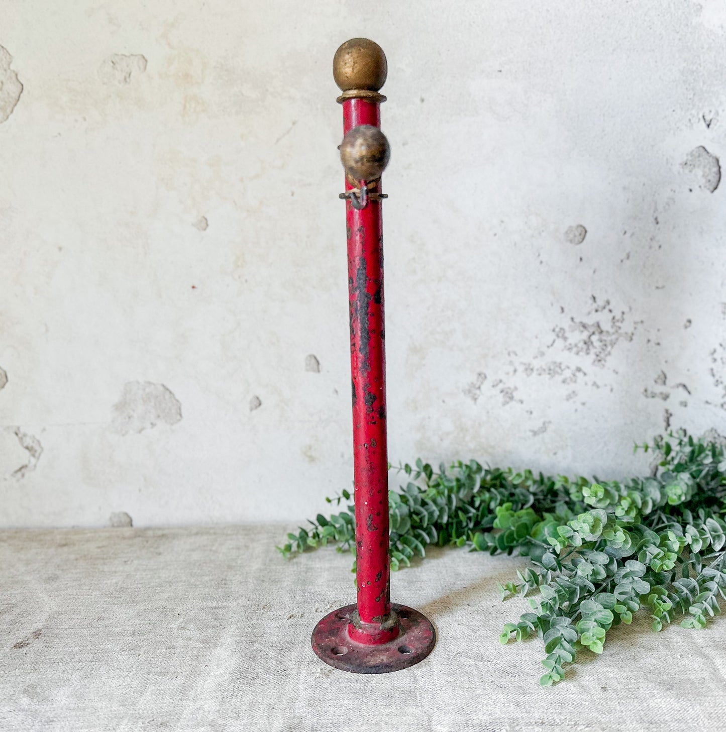 Cast Iron Red and Gold Painted Display Sign Stand