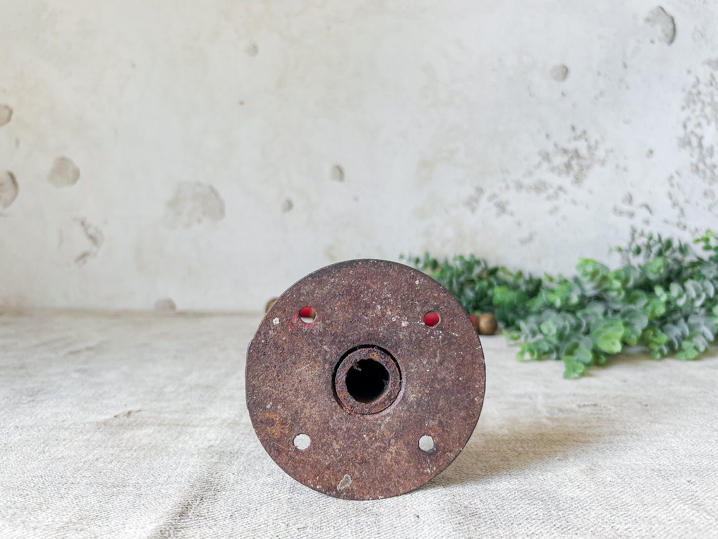 Cast Iron Red and Gold Painted Display Sign Stand