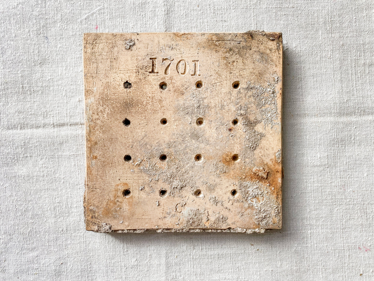 19th Century English Green and Orange Decorative 6" Tile