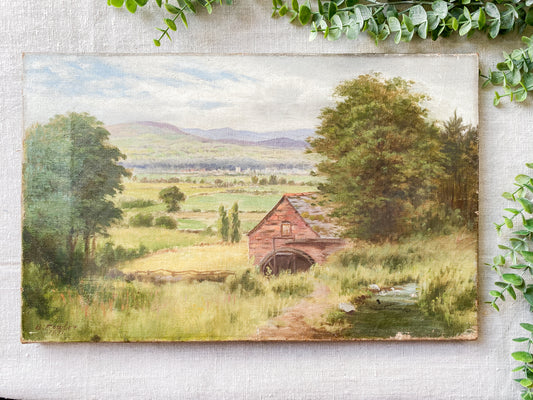 Antique English Landscape Painting, Signed B. Fowler '91