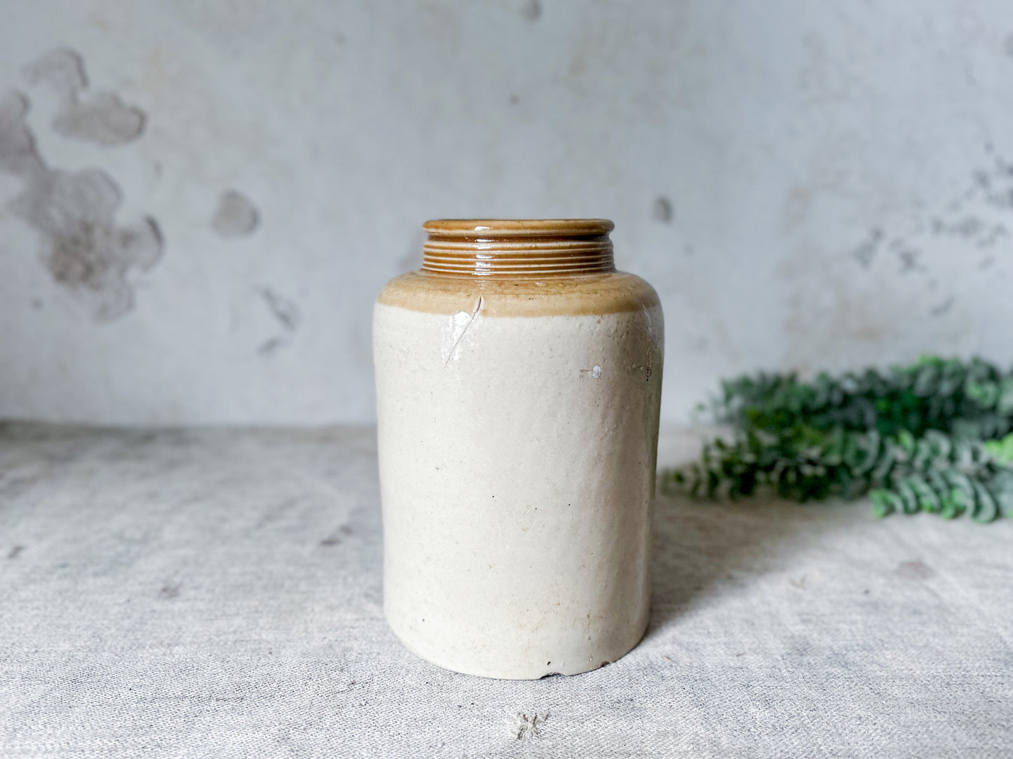 Vintage Large Tan Stoneware Pantry Jar