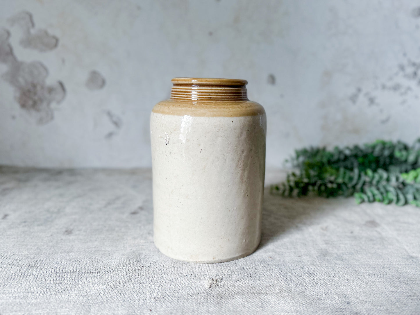 Vintage Large Tan Stoneware Pantry Jar