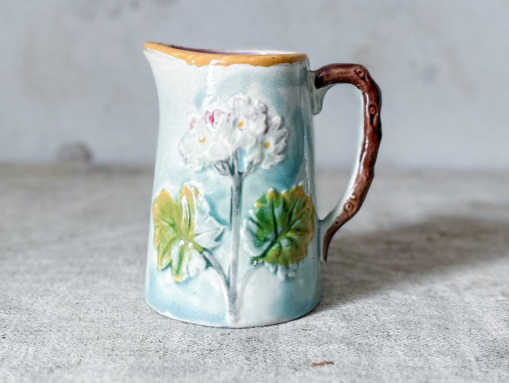 Majolica Small Pitcher with Flowers