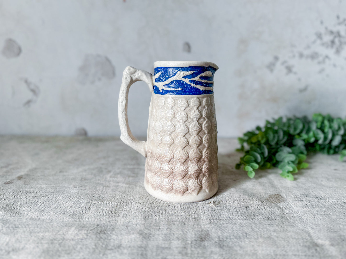 Antique Ironstone Seashell Jug