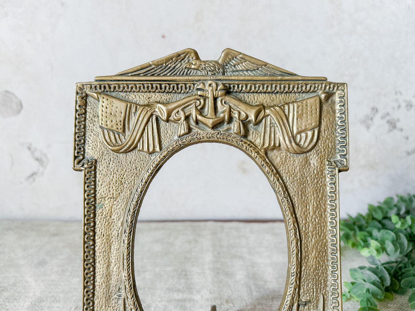Vintage Brass Nautical Patriotic Picture Frame