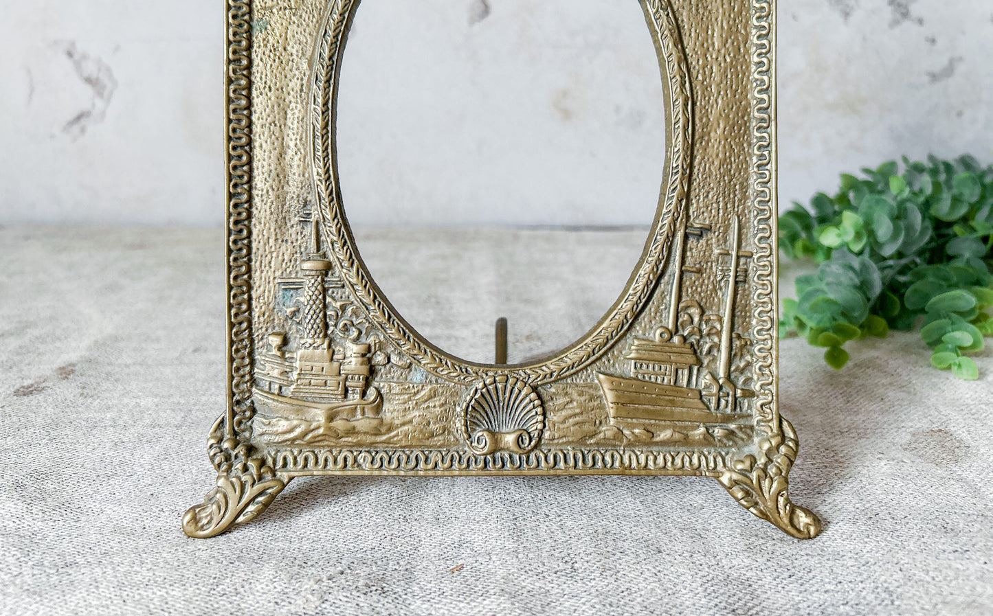 Vintage Brass Nautical Patriotic Picture Frame