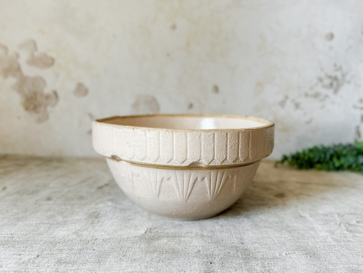 Antique Inverted Diamond 10" Stoneware Crock Bowl