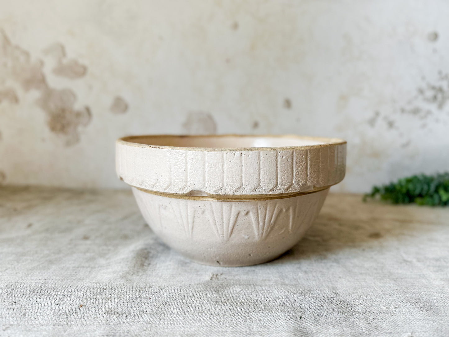 Antique Inverted Diamond 10" Stoneware Crock Bowl