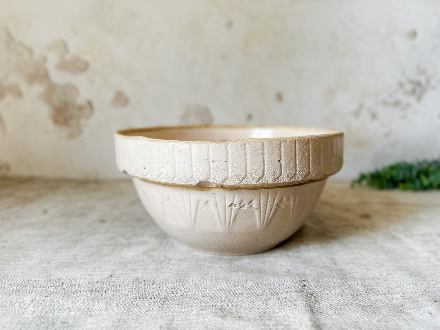 Antique Inverted Diamond 10" Stoneware Crock Bowl