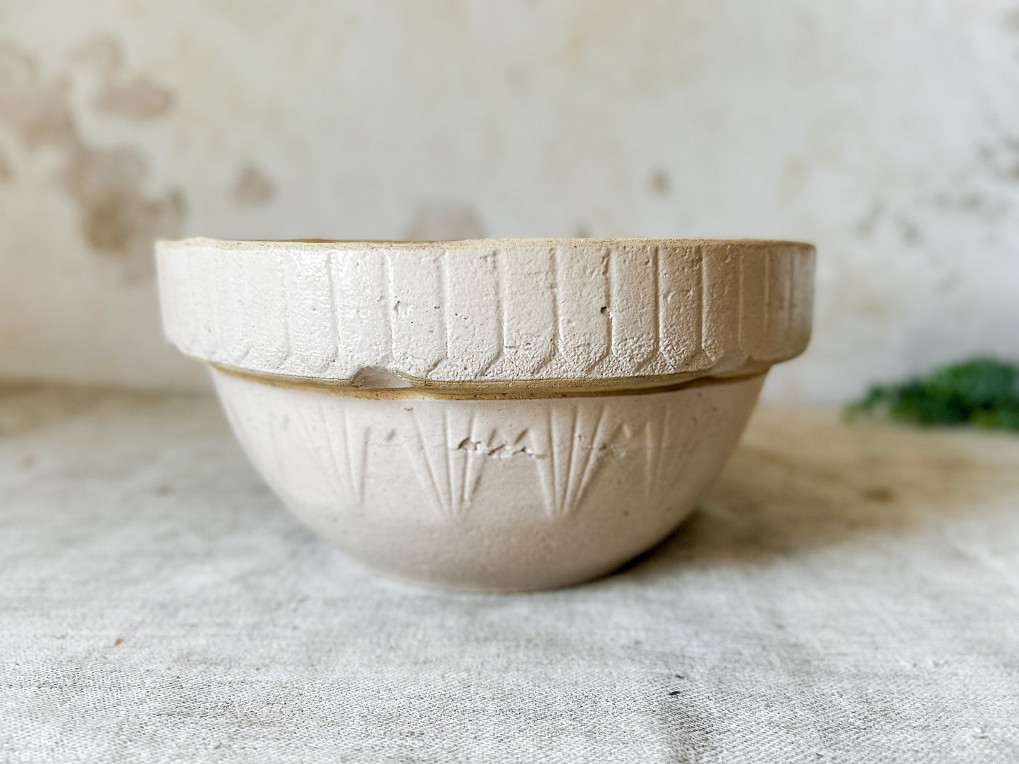 Antique Inverted Diamond 10" Stoneware Crock Bowl