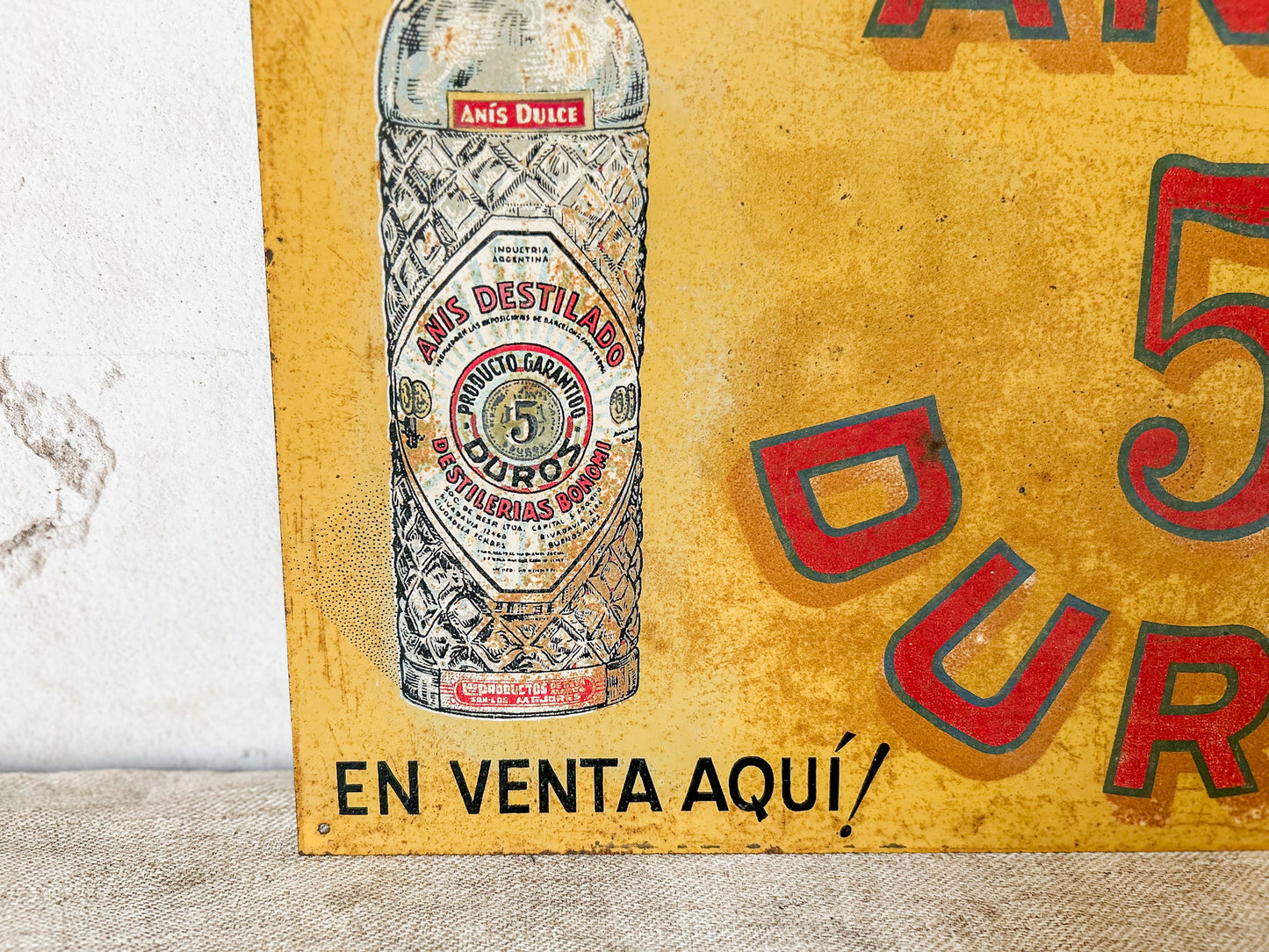 Vintage Anis Dulce Liqueur Metal Advertising Sign