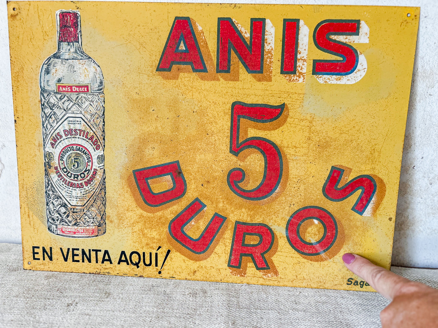 Vintage Anis Dulce Liqueur Metal Advertising Sign