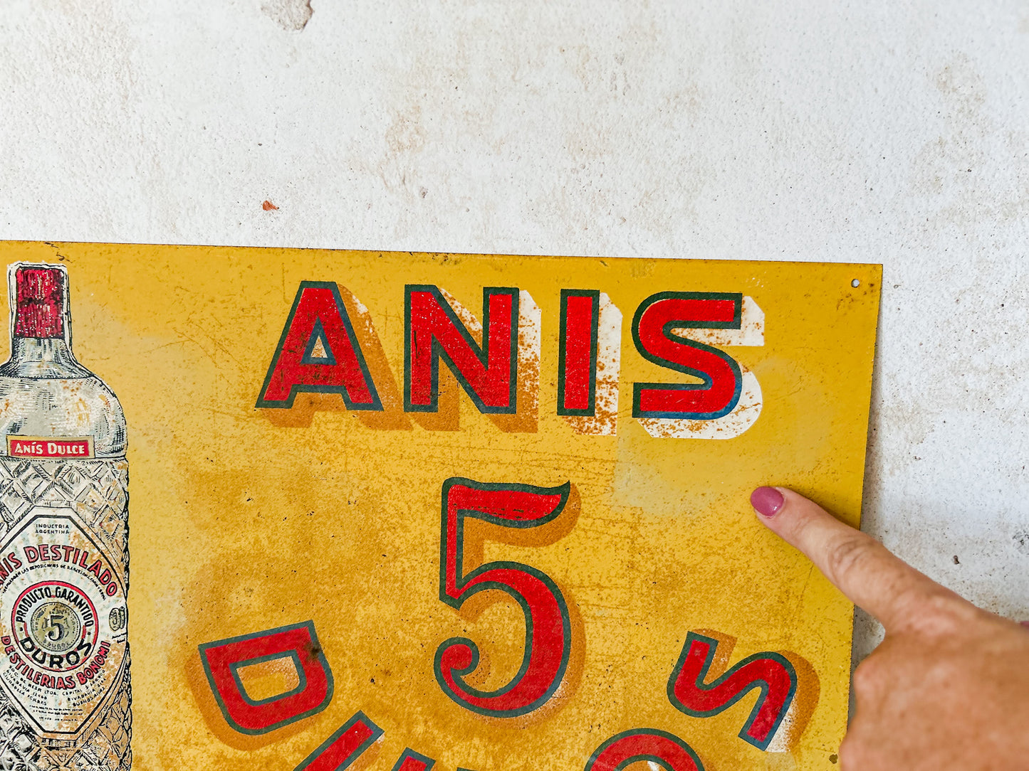 Vintage Anis Dulce Liqueur Metal Advertising Sign