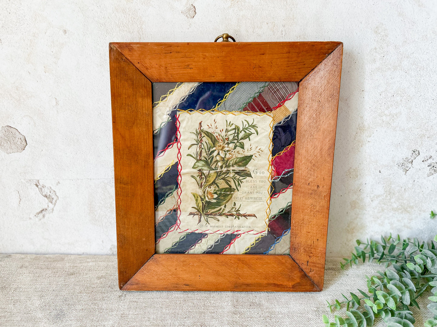 Framed Antique Crazy Quilt Block