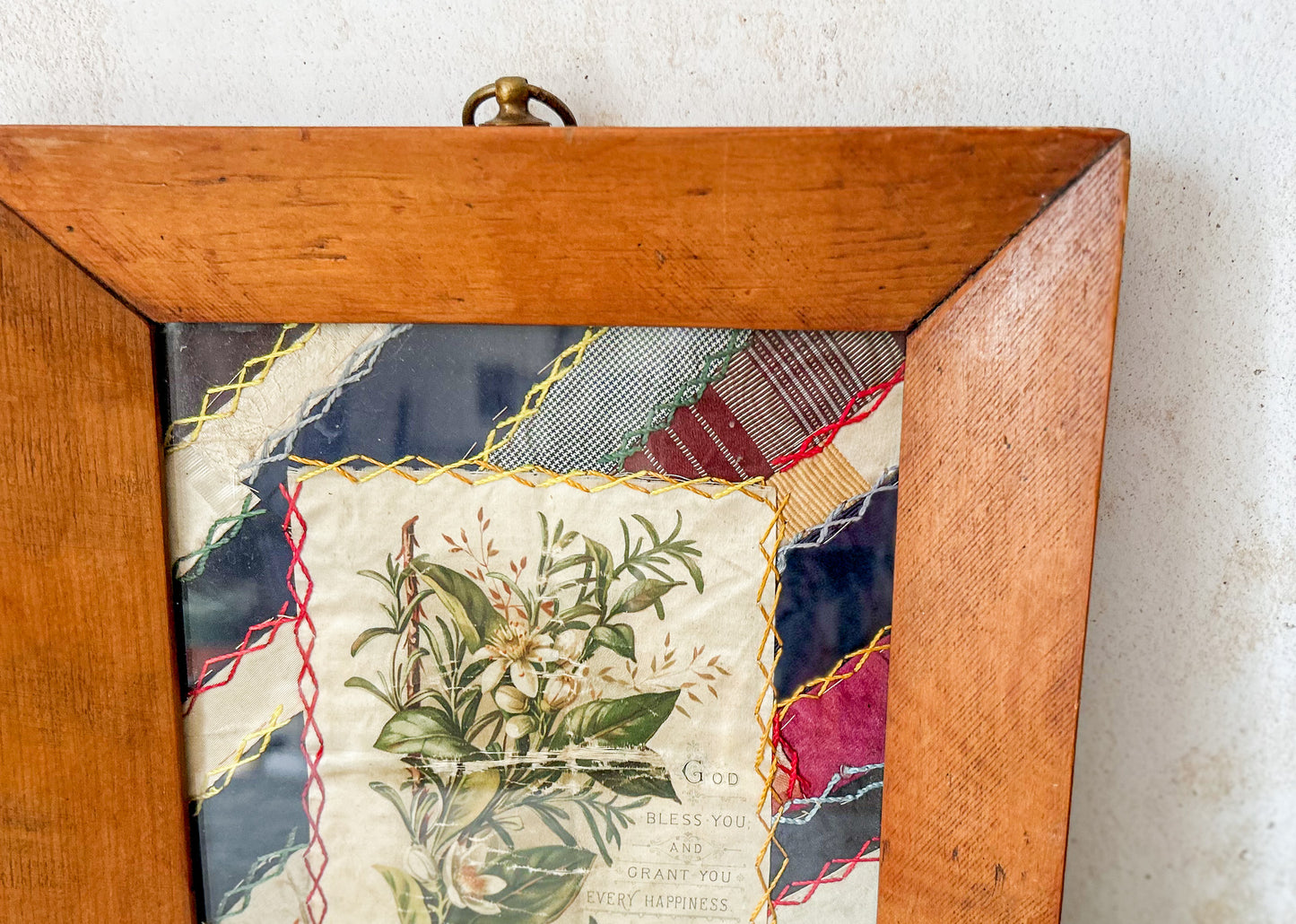 Framed Antique Crazy Quilt Block