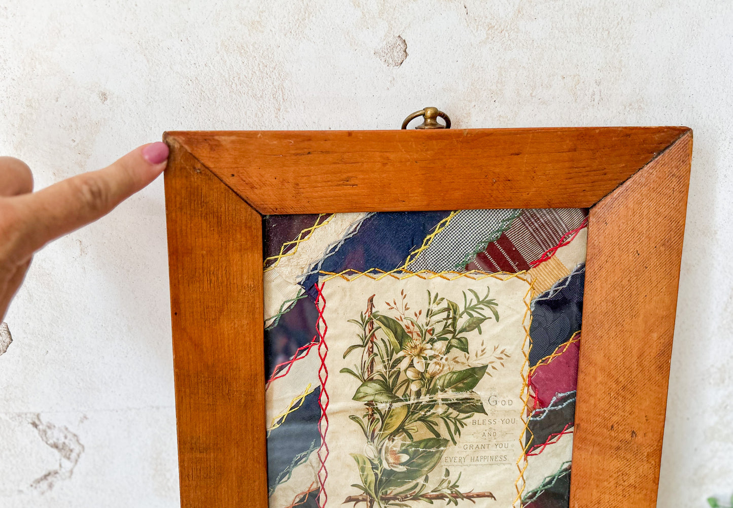 Framed Antique Crazy Quilt Block
