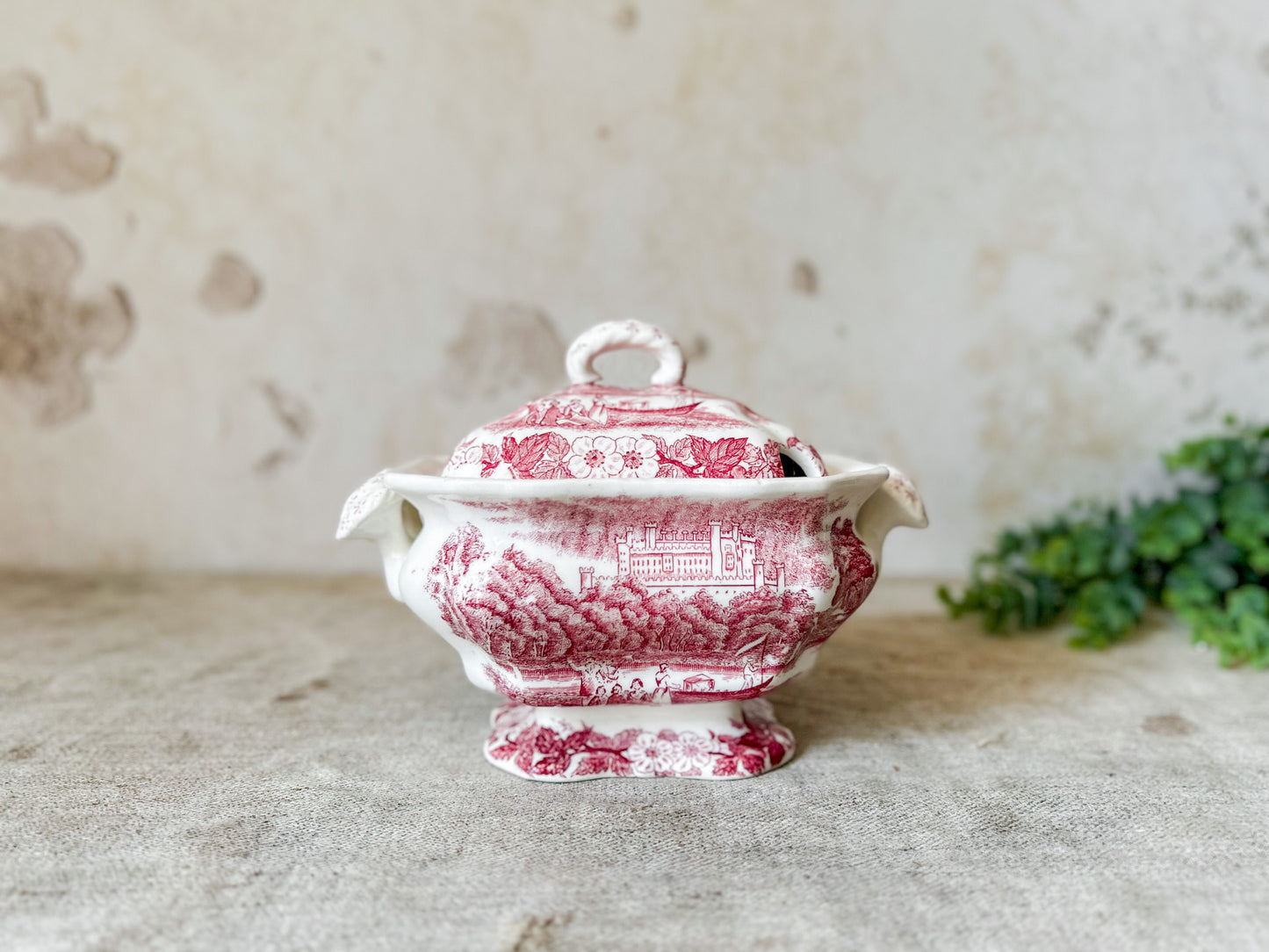 Red Transferware Tureen