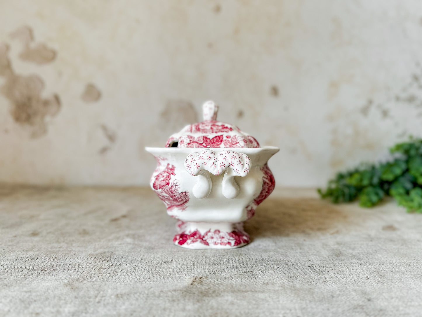 Red Transferware Tureen