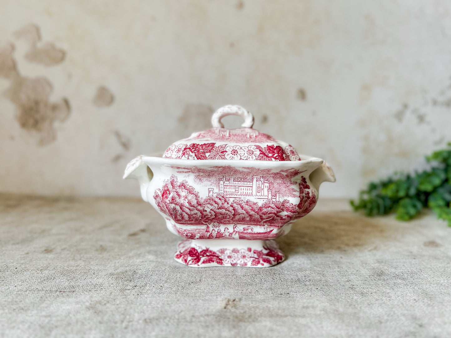 Red Transferware Tureen