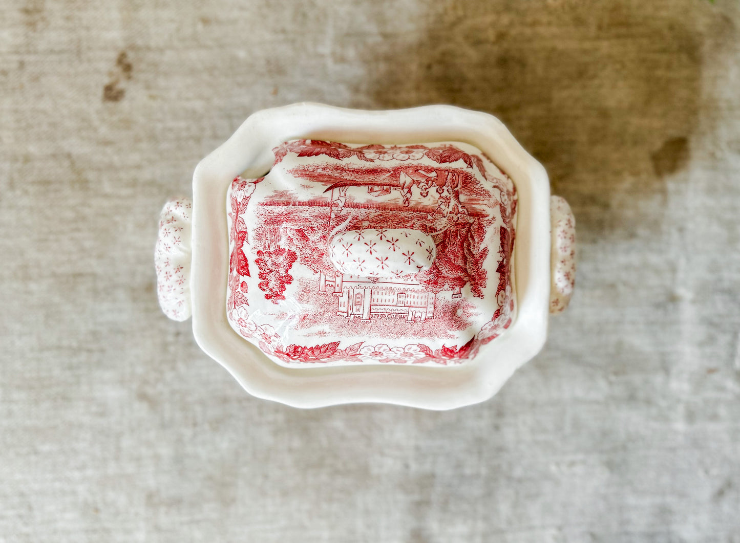 Red Transferware Tureen