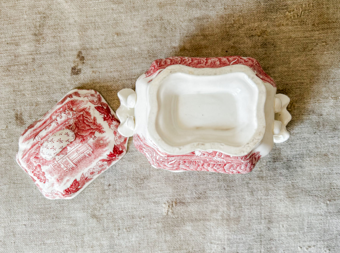 Red Transferware Tureen