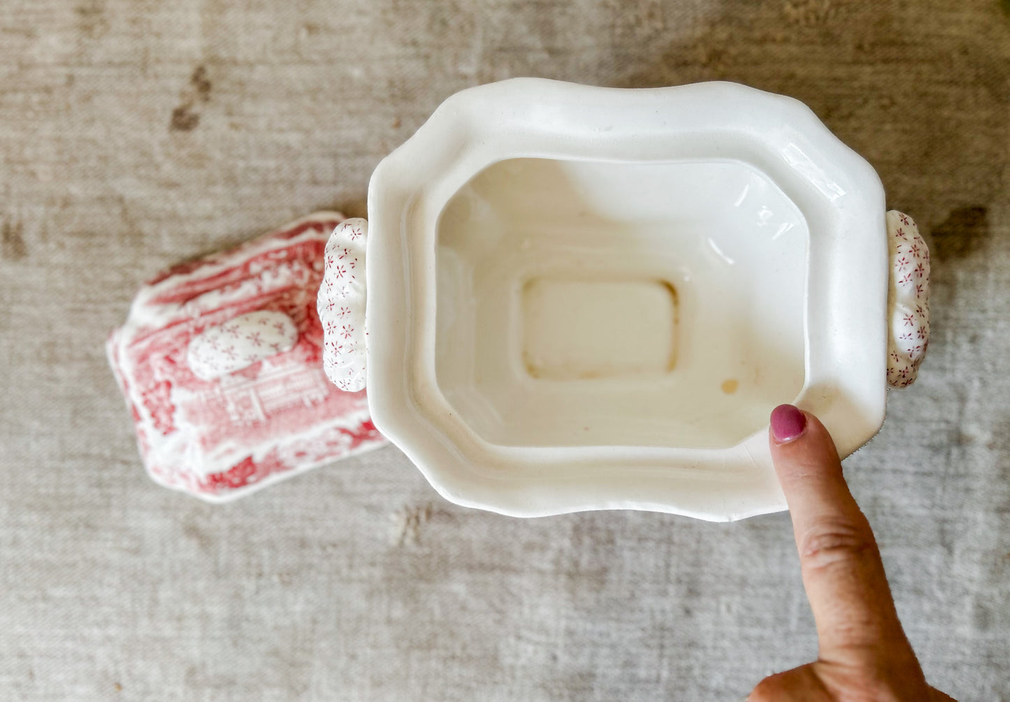 Red Transferware Tureen