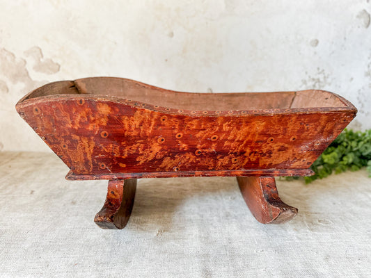 Antique Doll Cradle with Hand Painted Wood Grain