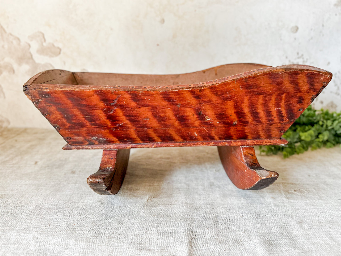 Antique Doll Cradle with Hand Painted Wood Grain