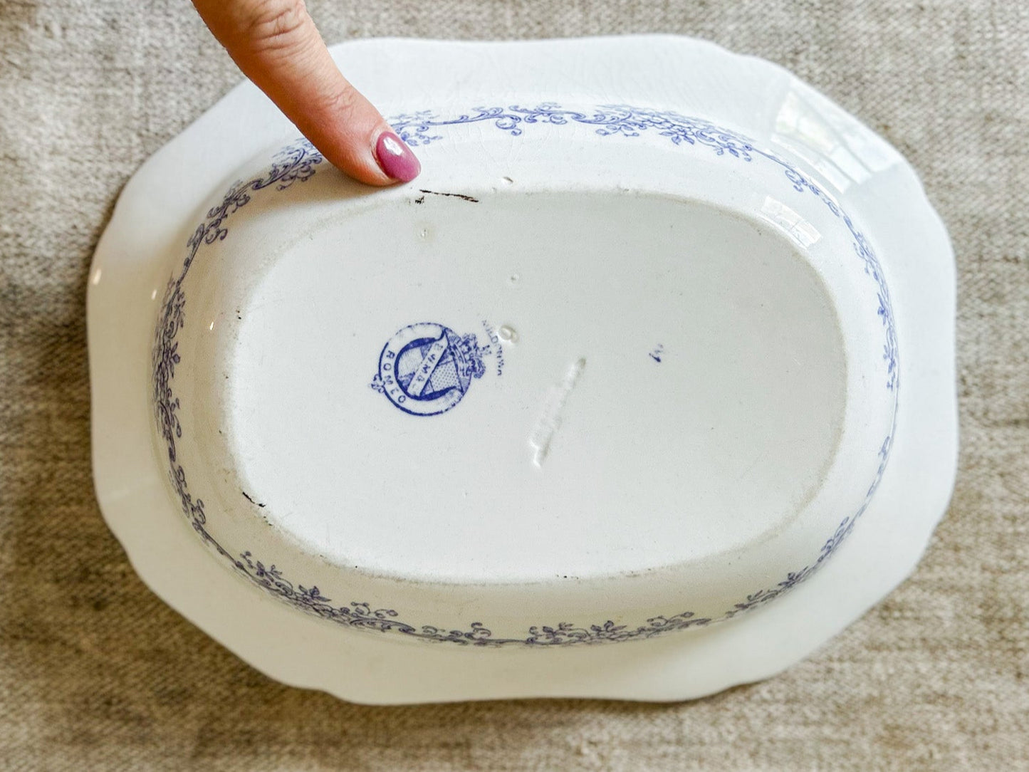Vintage "Romeo" by Cauldon Purple Transferware Ironstone Serving Dish, c1930