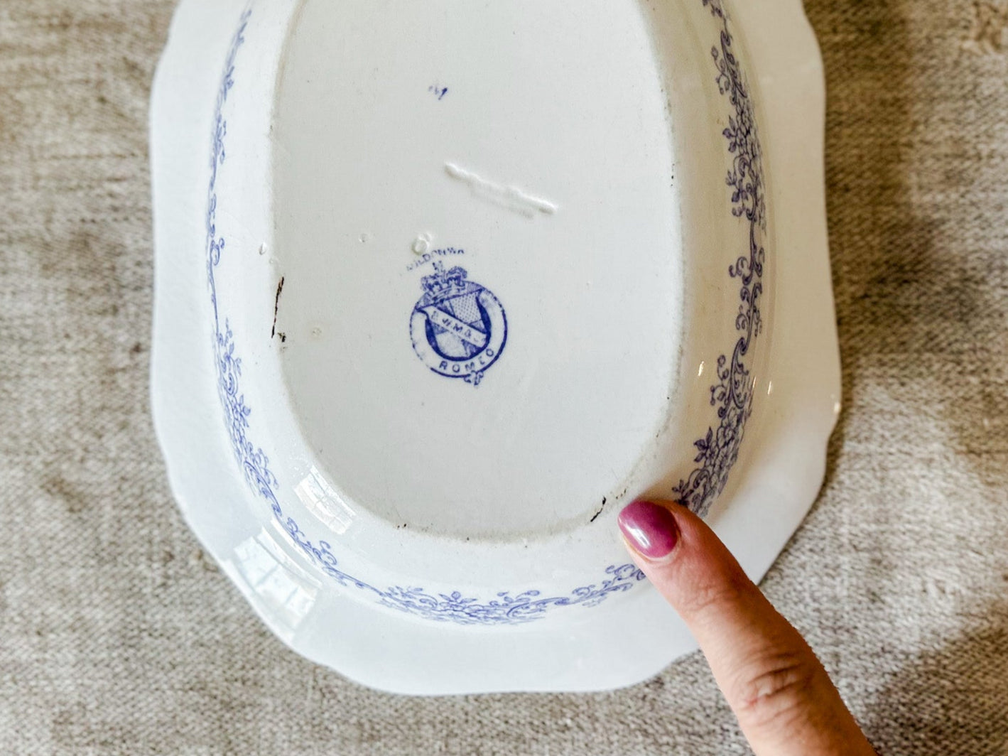 Vintage "Romeo" by Cauldon Purple Transferware Ironstone Serving Dish, c1930