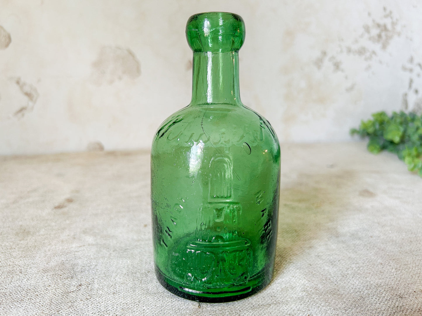 Antique Schweppes Dumpy Green Seltzer Bottle, c1880