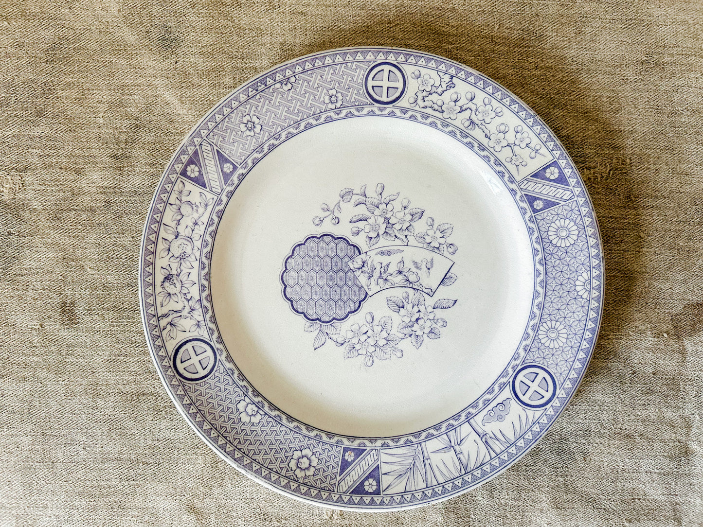 Bates, Gildea & Walker "Satsuma" Purple Transferware 10" Ironstone Plate, c1880