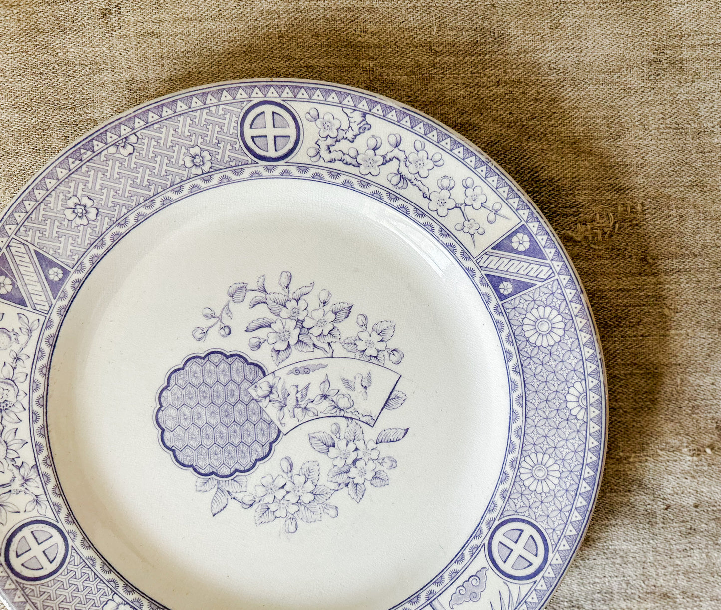 Bates, Gildea & Walker "Satsuma" Purple Transferware 10" Ironstone Plate, c1880