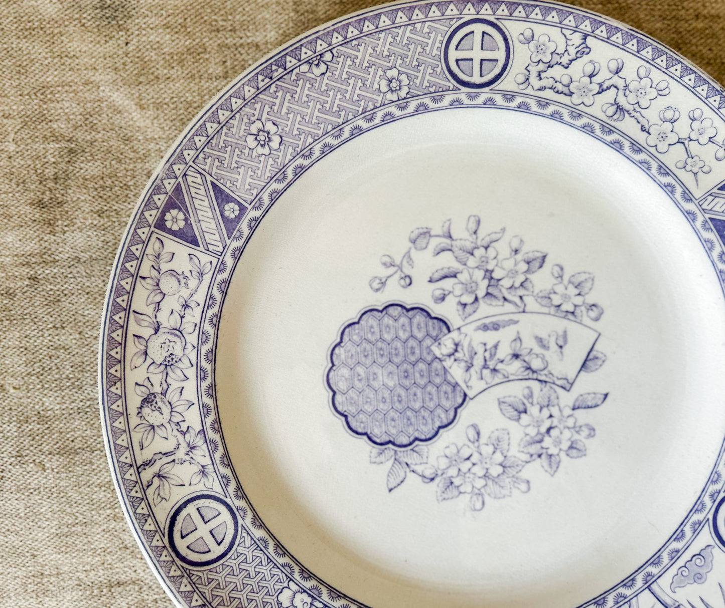 Bates, Gildea & Walker "Satsuma" Purple Transferware 10" Ironstone Plate, c1880