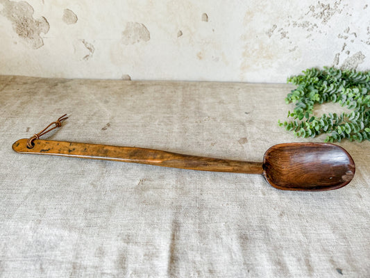 Primitive Hand Carved 26" Spoon with Leather Strap