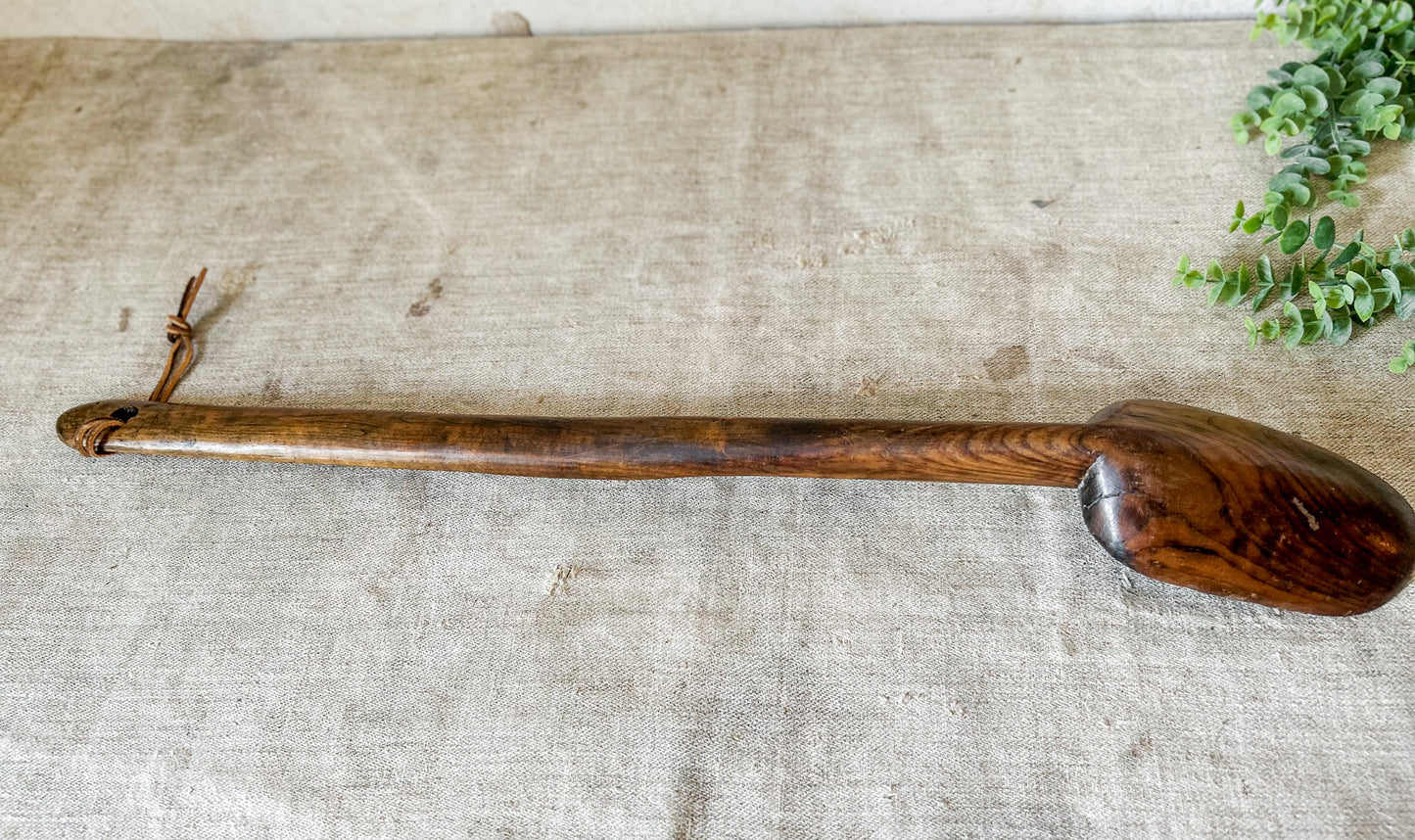 Primitive Hand Carved 26" Spoon with Leather Strap