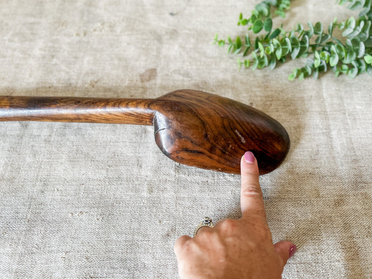 Primitive Hand Carved 26" Spoon with Leather Strap