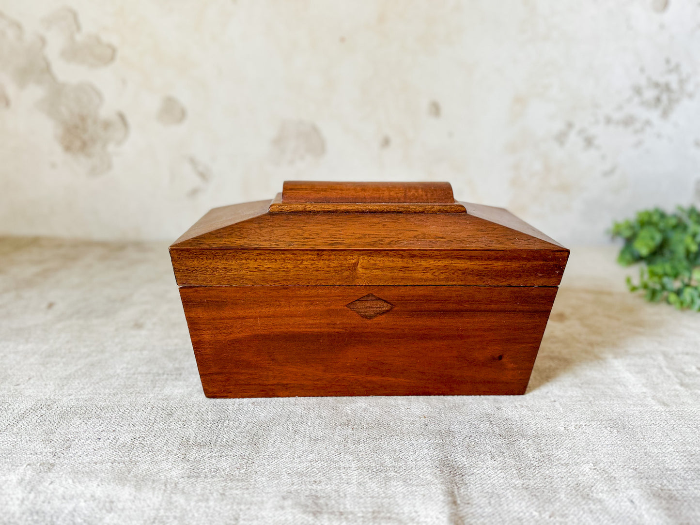 Vintage Mahogany Wood Tea Caddy