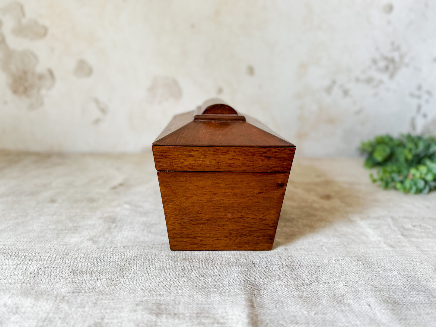 Vintage Mahogany Wood Tea Caddy