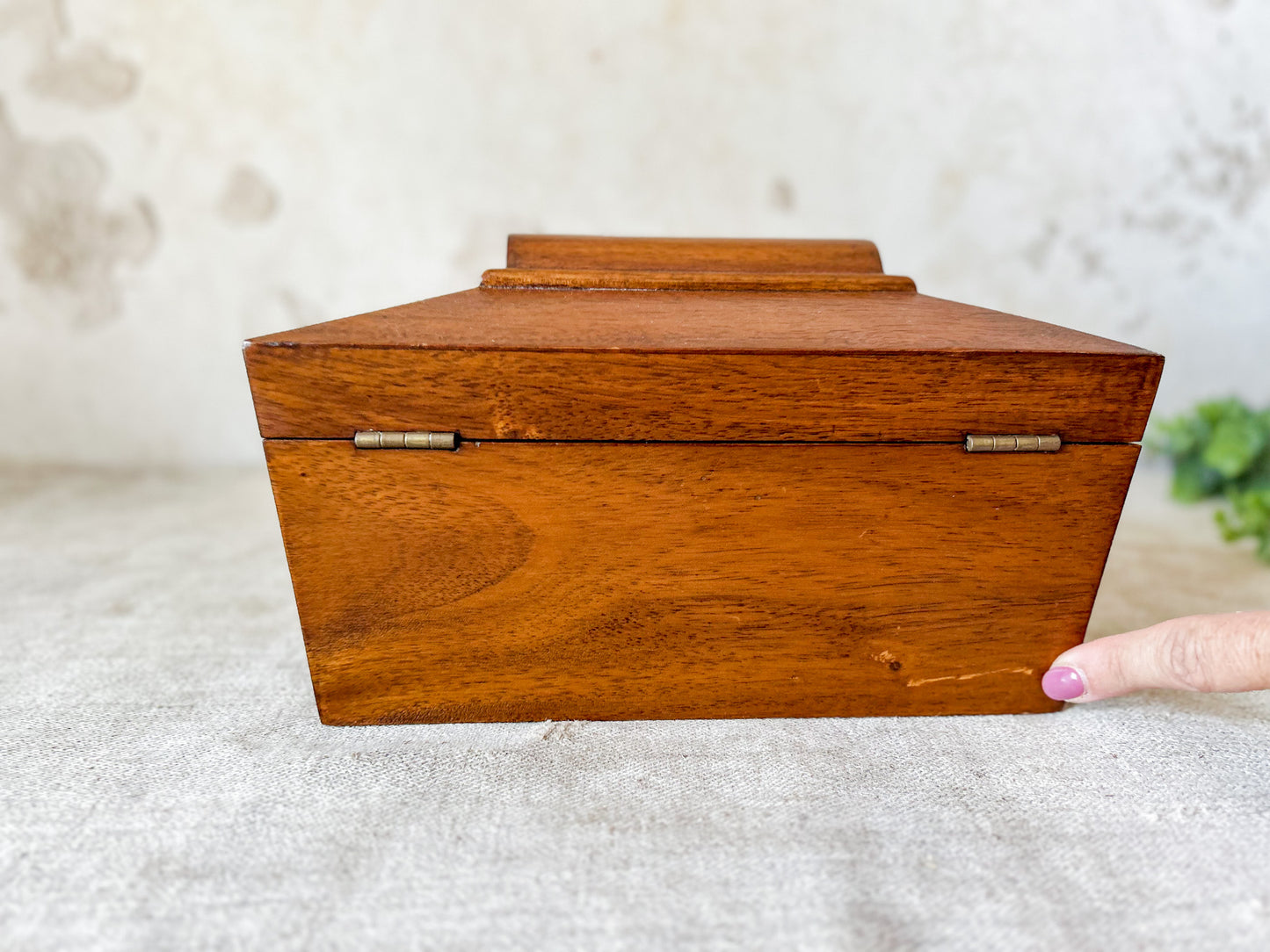 Vintage Mahogany Wood Tea Caddy