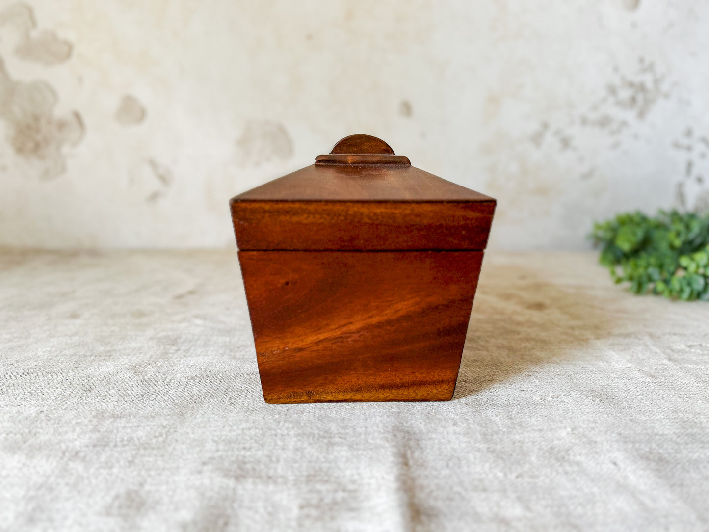 Vintage Mahogany Wood Tea Caddy