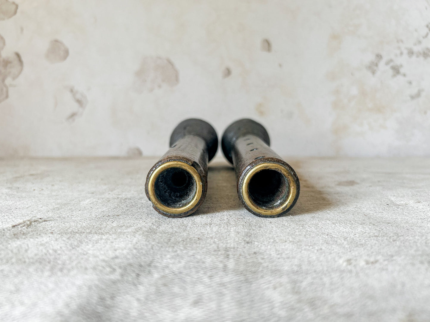 Vintage Pair of Wooden Beehive Spool Candle Holders