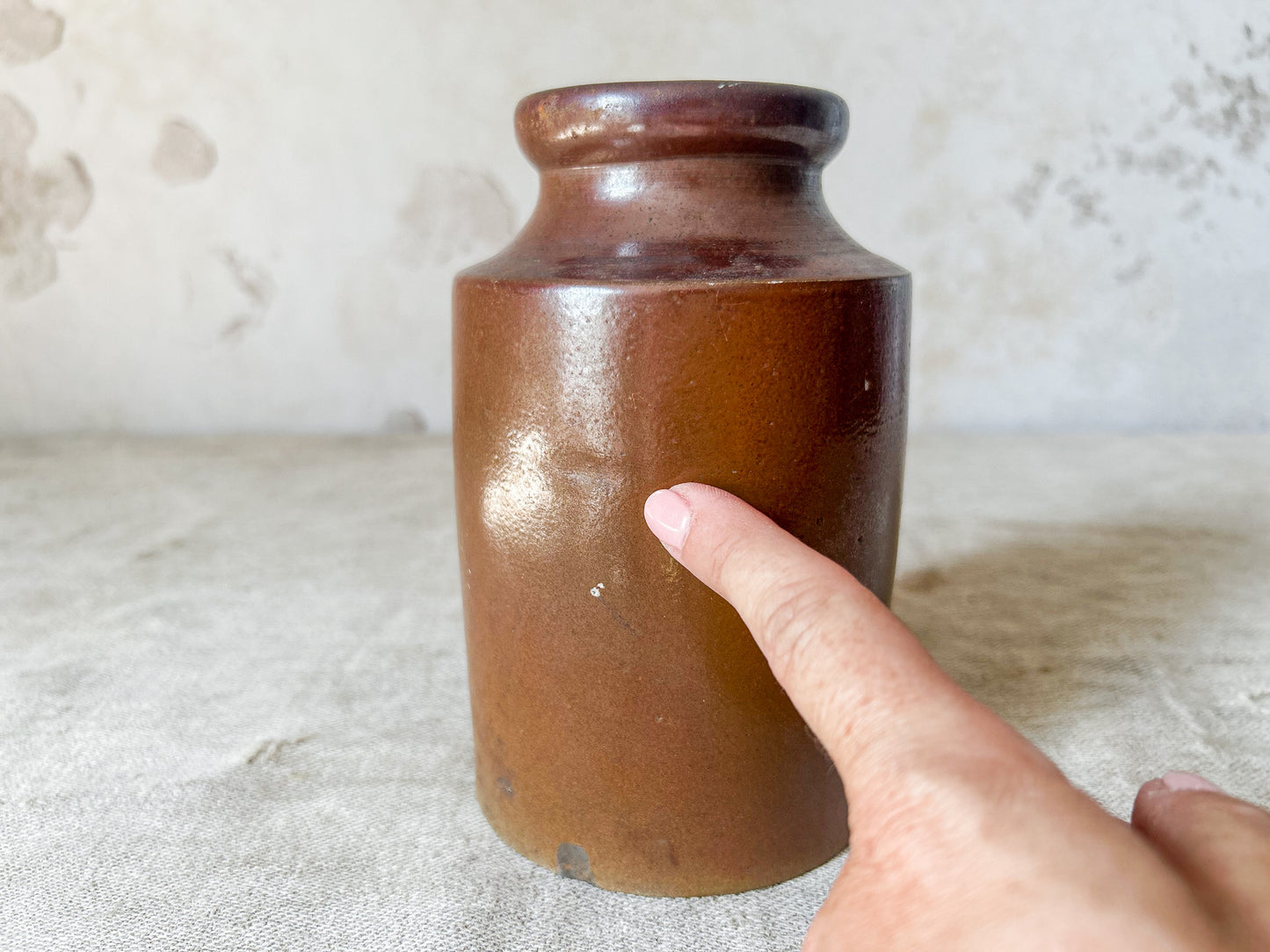 English Brown Stoneware Salt Glazed Kitchen Pot, c1890